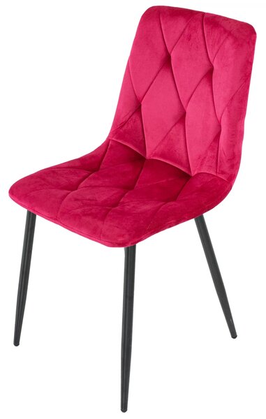 Set 2 scaune Kobe, DENVER, catifea bordo, picioare metalice negre, 43x55x84 cm