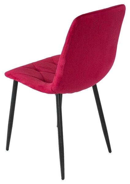 Set 6 scaune Kobe, DENVER, catifea bordo, picioare metalice negre, 43x55x84 cm