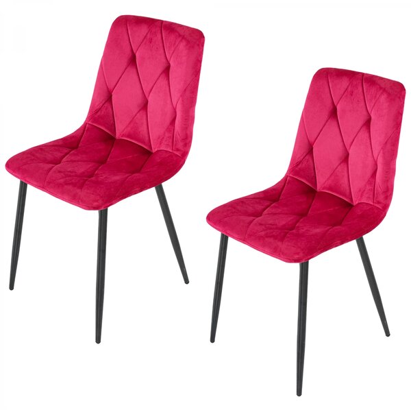 Set 2 scaune Kobe, DENVER, catifea bordo, picioare metalice negre, 43x55x84 cm
