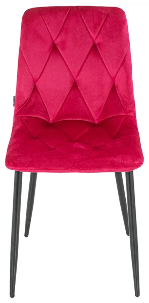 Set 2 scaune Kobe, DENVER, catifea bordo, picioare metalice negre, 43x55x84 cm