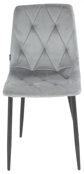 Set 2 scaune Kobe, DENVER, catifea gri, picioare metalice negre, 43x55x84 cm
