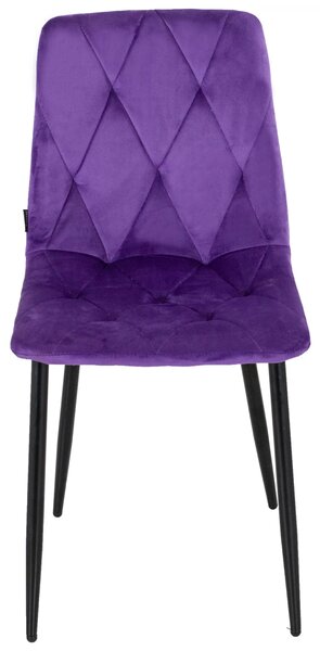 Set 2 scaune Kobe, DENVER, catifea mov, picioare metalice negre, 43x55x84 cm