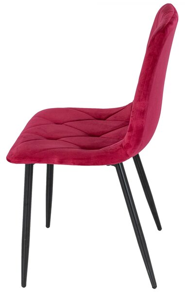 Set 4 scaune Kobe, DENVER, catifea bordo, picioare metalice negre, 43x55x84 cm