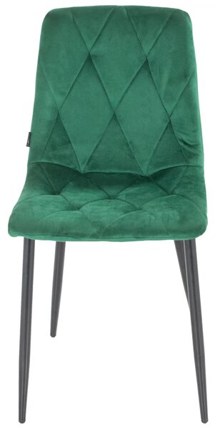 Set 4 scaune Kobe, DENVER, catifea verde, picioare metalice negre, 43x55x84 cm