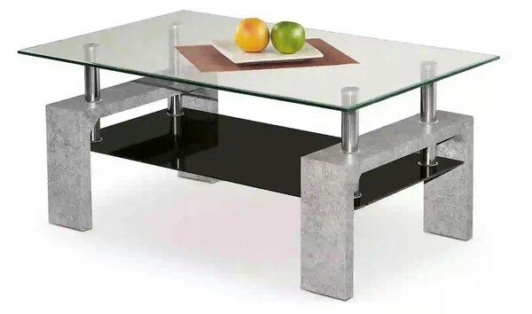 Masuta DIANA INTRO, transparent/gri beton, 100x60x45 cm