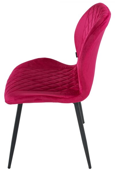 Set 4 scaune Goteborg, DENVER, catifea bordo, picioare metalice negre, 48x58x86 cm