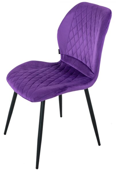 Set 4 scaune Goteborg, DENVER, catifea mov, picioare metalice negre, 48x58x86 cm