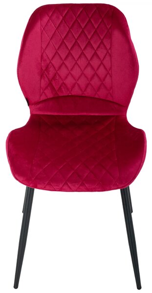 Set 4 scaune Goteborg, DENVER, catifea bordo, picioare metalice negre, 48x58x86 cm