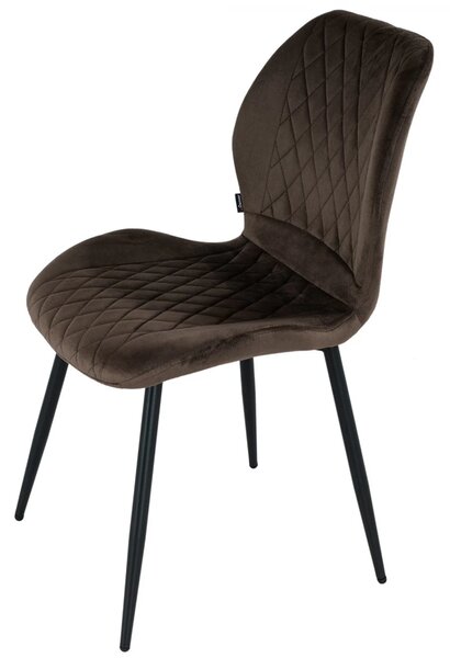 Set 2 scaune Goteborg, DENVER, catifea maro, picioare metalice negre, 48x58x86 cm