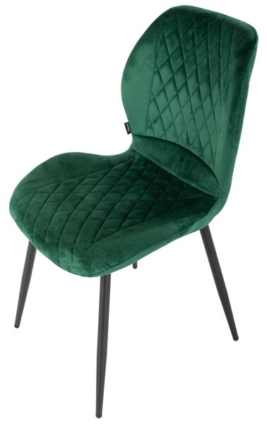 Set 6 scaune Goteborg, DENVER, catifea verde, picioare metalice negre, 48x58x86 cm