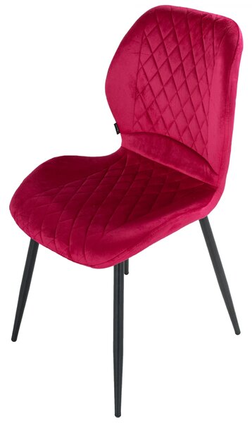 Set 4 scaune Goteborg, DENVER, catifea bordo, picioare metalice negre, 48x58x86 cm