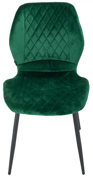 Set 6 scaune Goteborg, DENVER, catifea verde, picioare metalice negre, 48x58x86 cm