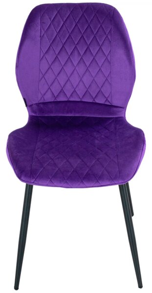 Set 4 scaune Goteborg, DENVER, catifea mov, picioare metalice negre, 48x58x86 cm