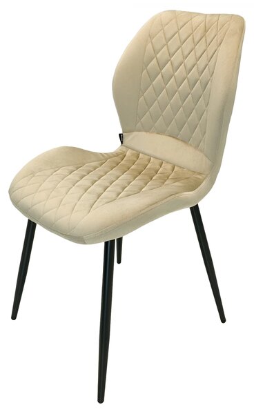 Set 2 scaune Goteborg, DENVER, catifea bej, picioare metalice negre, 48x58x86 cm