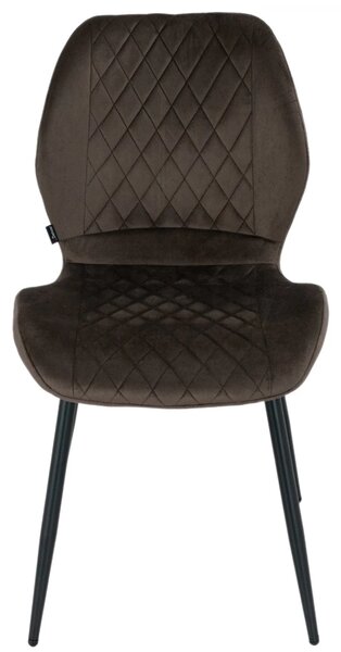 Set 2 scaune Goteborg, DENVER, catifea maro, picioare metalice negre, 48x58x86 cm