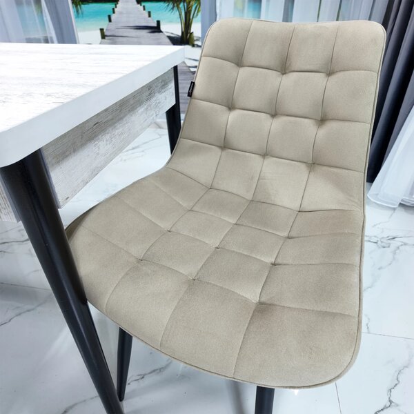 Set masa extensibila Napoli Pin antichizat cu 6 scaune Osaka bej, DENVER, picioare vopsite negru, 130x80x76 cm