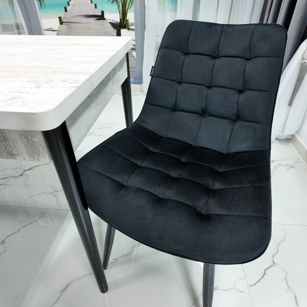 Set masa extensibila Napoli Pin antichizat cu 4 scaune Osaka negru, DENVER, picioare vopsite negru, 130x80x76 cm