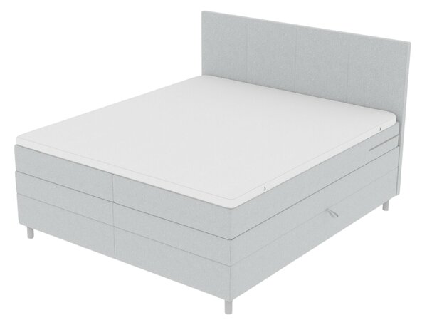 Pat tapitat boxspring CARINA 140x200 cm gri deschis Saltele: Saltea cu arcuri Bonell