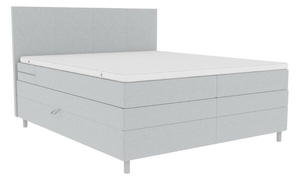Pat tapitat boxspring CARINA 140x200 cm gri deschis Saltele: Saltea cu arcuri Bonell