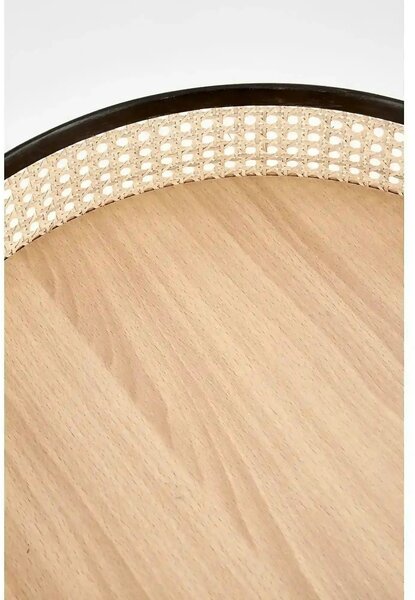 Masuta cafea LANIPA, negru/stejar natural, ratan/otel, 50x50x55 cm