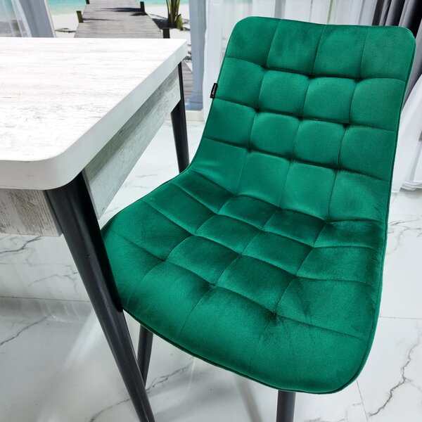Set masa extensibila Napoli Pin antichizat cu 6 scaune Osaka verde, DENVER, picioare vopsite negru, 130x80x76 cm