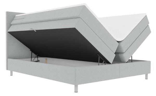 Pat tapitat boxspring CARINA 140x200 cm gri deschis Saltele: Saltea cu arcuri Bonell