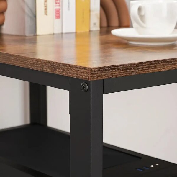 Birou de colt Oscar, culoare nuc si negru, 138x138x76 cm