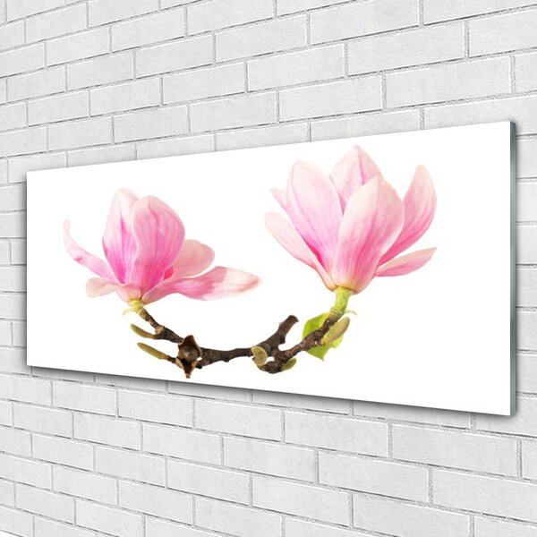 Tablou pe sticla Flori Floral Roz Maro
