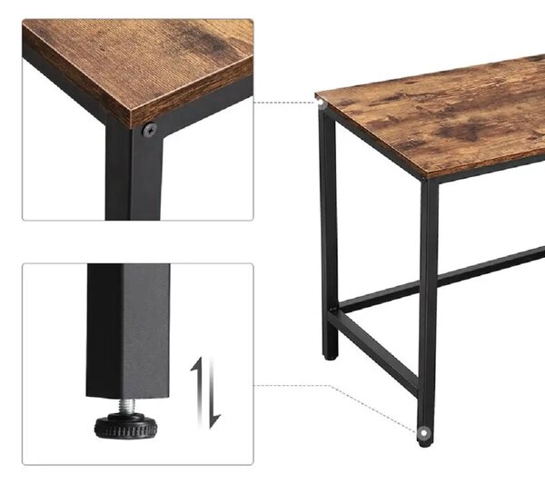 Birou de colt Oscar, culoare nuc si negru, 138x138x76 cm