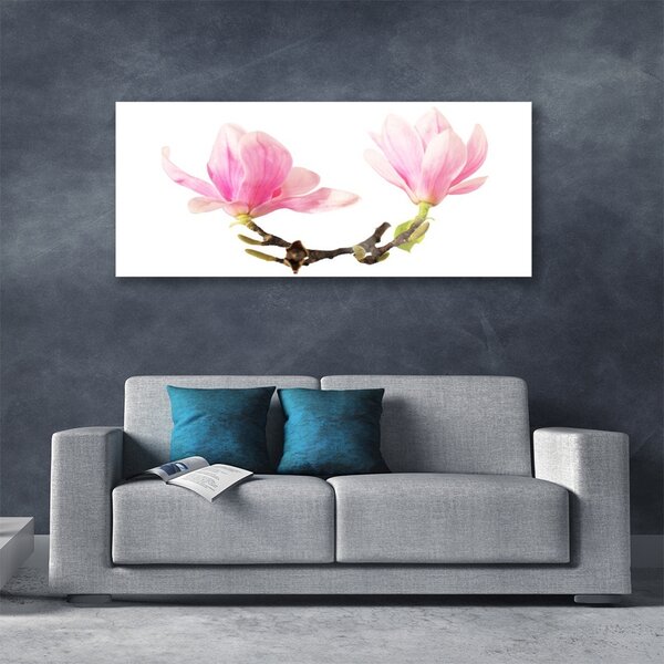 Tablou pe sticla Flori Floral Roz Maro