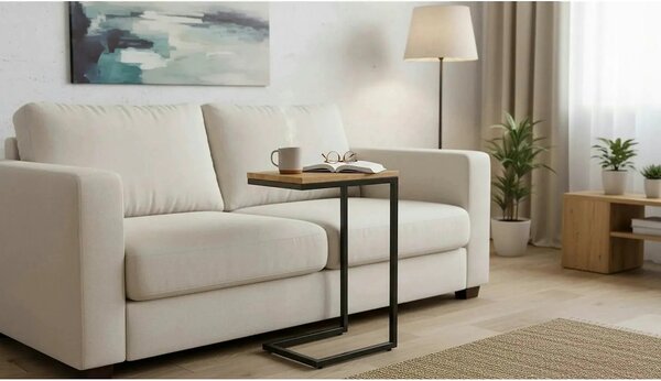 Masuta cafea NISA, negru/stejar auriu, 40x30x60 cm