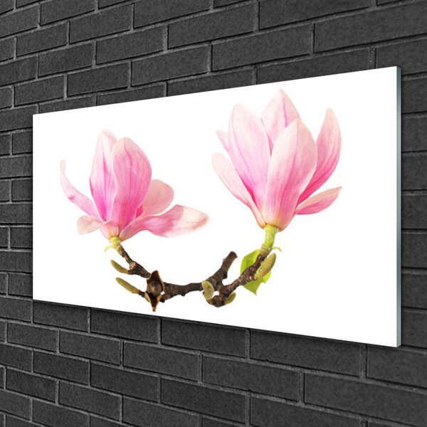 Tablou pe sticla Flori Floral Roz Maro