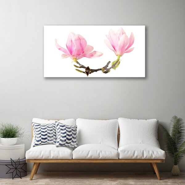 Tablou pe sticla Flori Floral Roz Maro