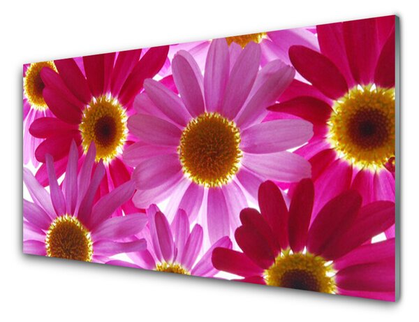 Panou sticla bucatarie Flori Floral galben roz