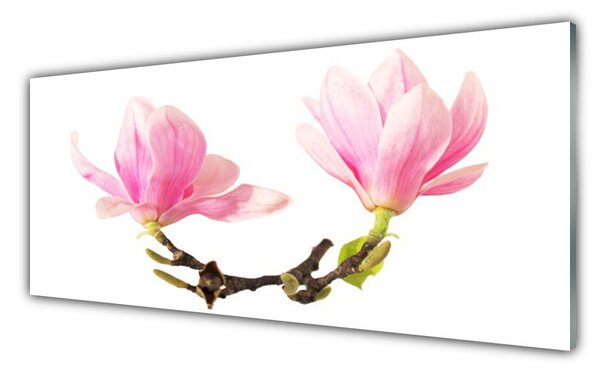 Tablou pe sticla Flori Floral Roz Maro