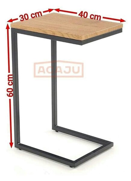 Masuta cafea NISA, negru/stejar auriu, 40x30x60 cm