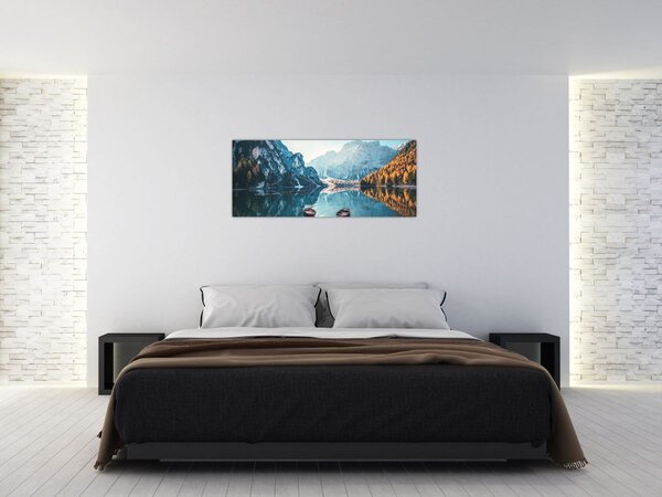 Tablou - Bărci pe Lacul Braies (120x50 cm)