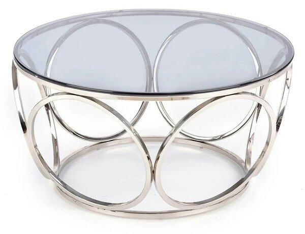 Masuta cafea VENUS argintiu/transparent, sticla/otel, 80x44 cm
