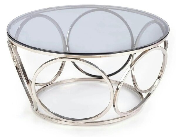 Masuta cafea VENUS argintiu/transparent, sticla/otel, 80x44 cm