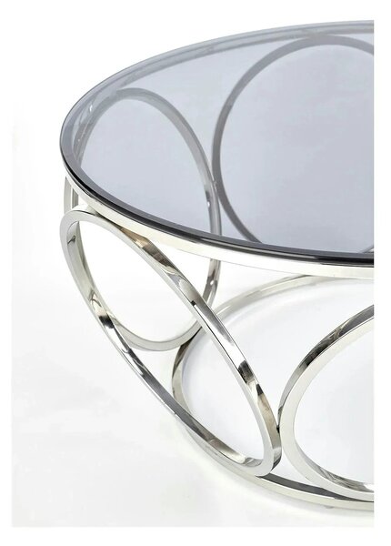 Masuta cafea VENUS argintiu/transparent, sticla/otel, 80x44 cm