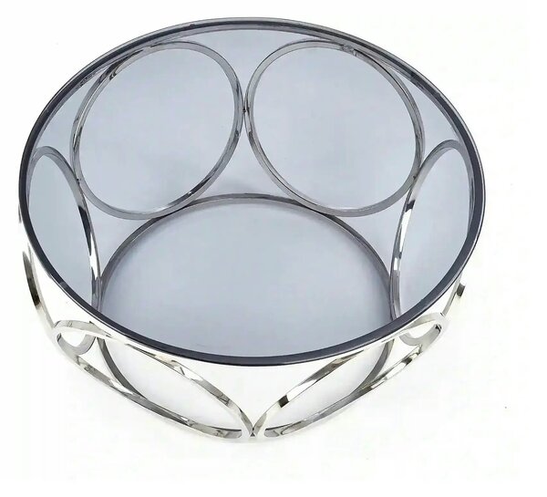 Masuta cafea VENUS argintiu/transparent, sticla/otel, 80x44 cm
