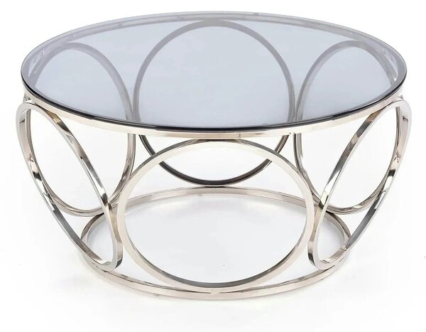 Masuta cafea VENUS argintiu/transparent, sticla/otel, 80x44 cm