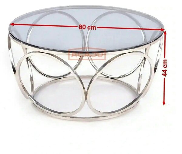 Masuta cafea VENUS argintiu/transparent, sticla/otel, 80x44 cm