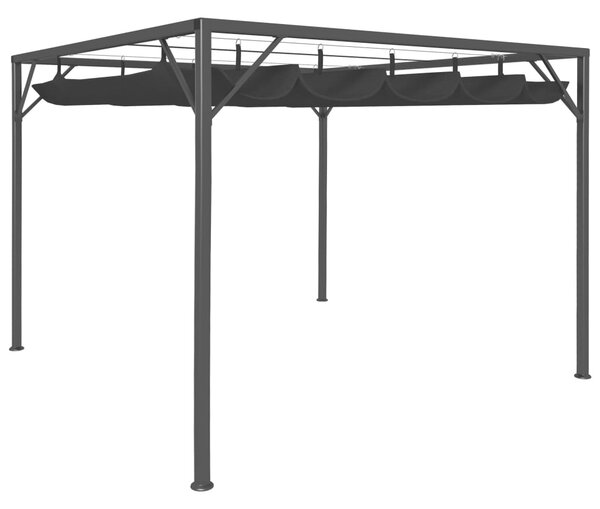 Pavilion de grădină cu acoperiș retractabil, antracit, 3 x 3 m