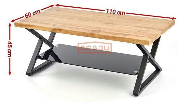 Masuta cafea XENA, negru/stejar natural, 110x60x45 cm