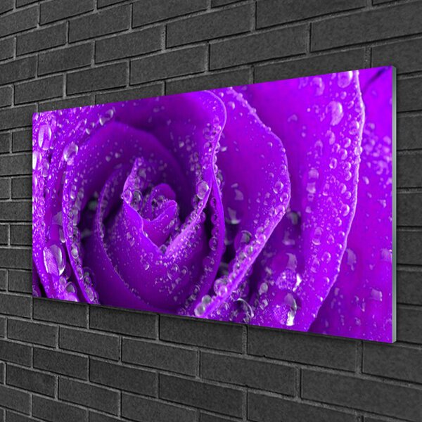 Tablou pe sticla Rose Floral violet