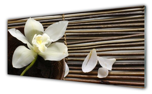 Panou sticla bucatarie Flower Floral Alb Brun Verde