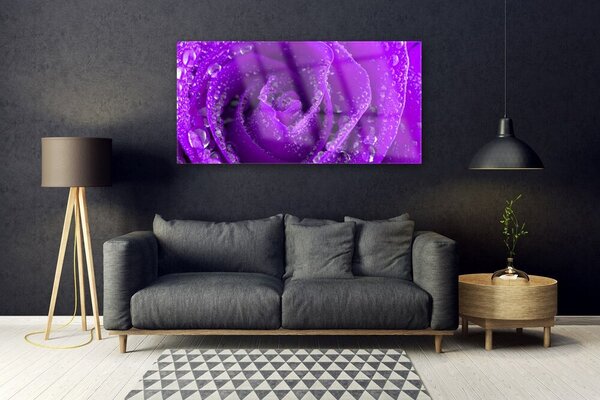 Tablou pe sticla Rose Floral violet