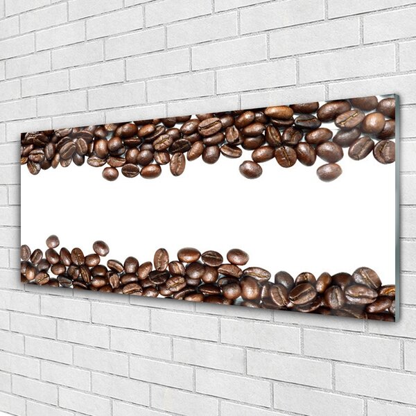 Tablou pe sticla Boabe de cafea Bucatarie Brun Alb