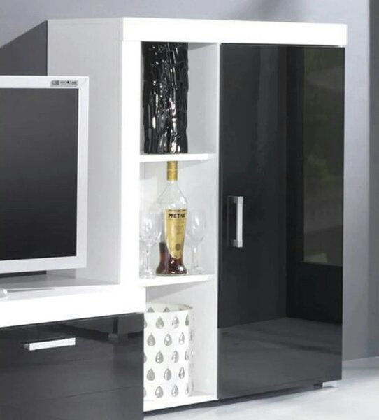 Dulap SAMBA REG-3, alb/negru, PAL laminat, cu o usa, 90x35x114 cm